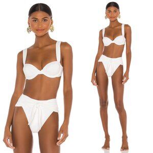 NWT WeWoreWhat Swimsuit Riviera Bikini Bottom In Off White High Waist Sz Small